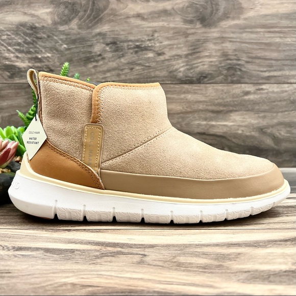 NIB Cole Haan Zerogrand Water Resistant Bootie Birch Beige Suede Leather - Picture 5 of 16